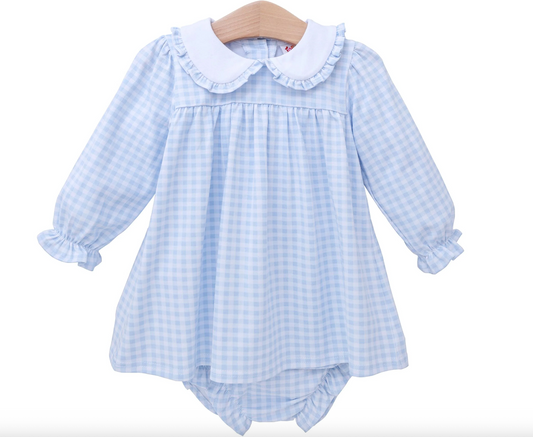 Catherine Diaper Set - Light Blue Gingham
