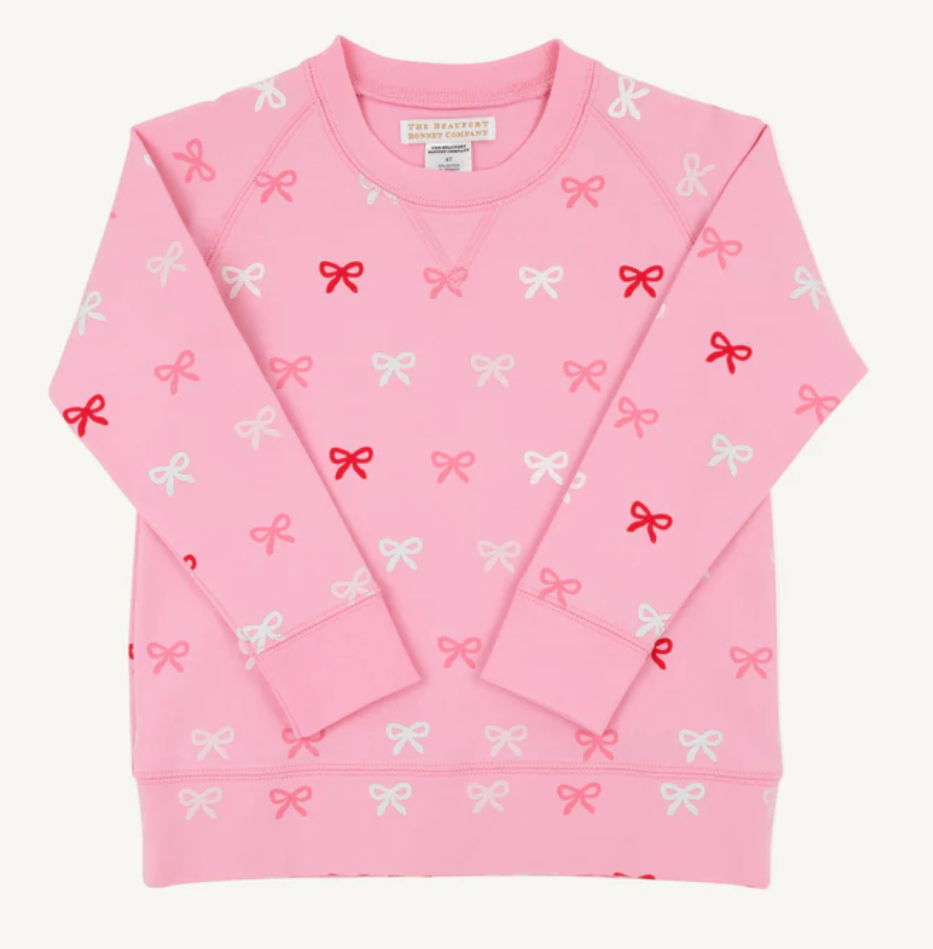 Cassidy Comfy Crewneck-Bitty Bows with Hamptons Hot Pink