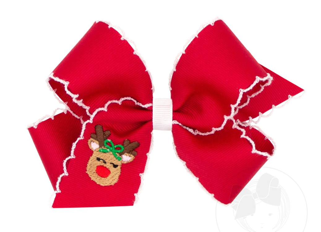 Wee Ones Medium Red Reindeer Bow