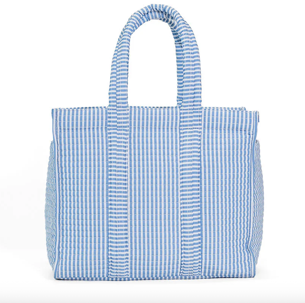 Quilted Go Go Tote (Chambray) with embroidery