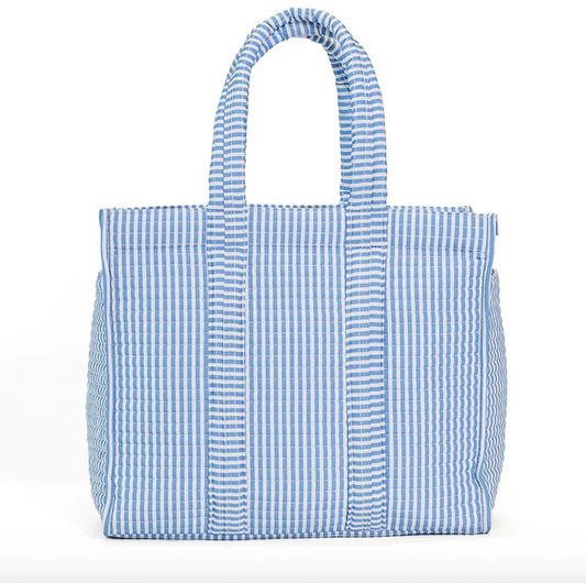 Quilted Go Go Tote (Chambray) with embroidery