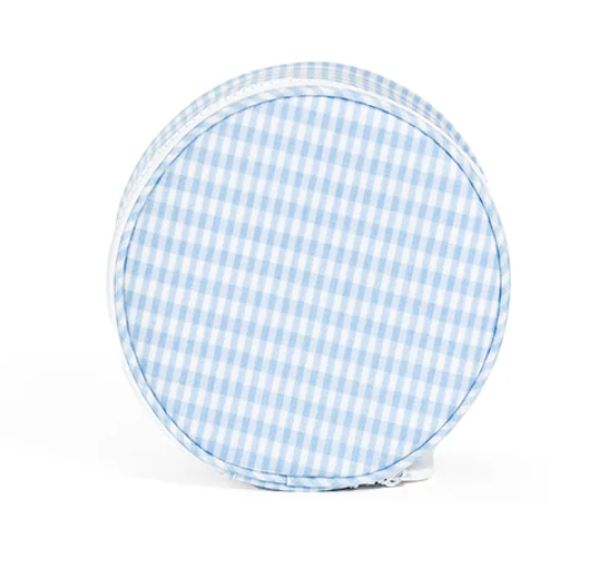Roundup Case (gingham mist) with embroidery