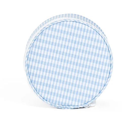 Roundup Case (gingham mist) with embroidery