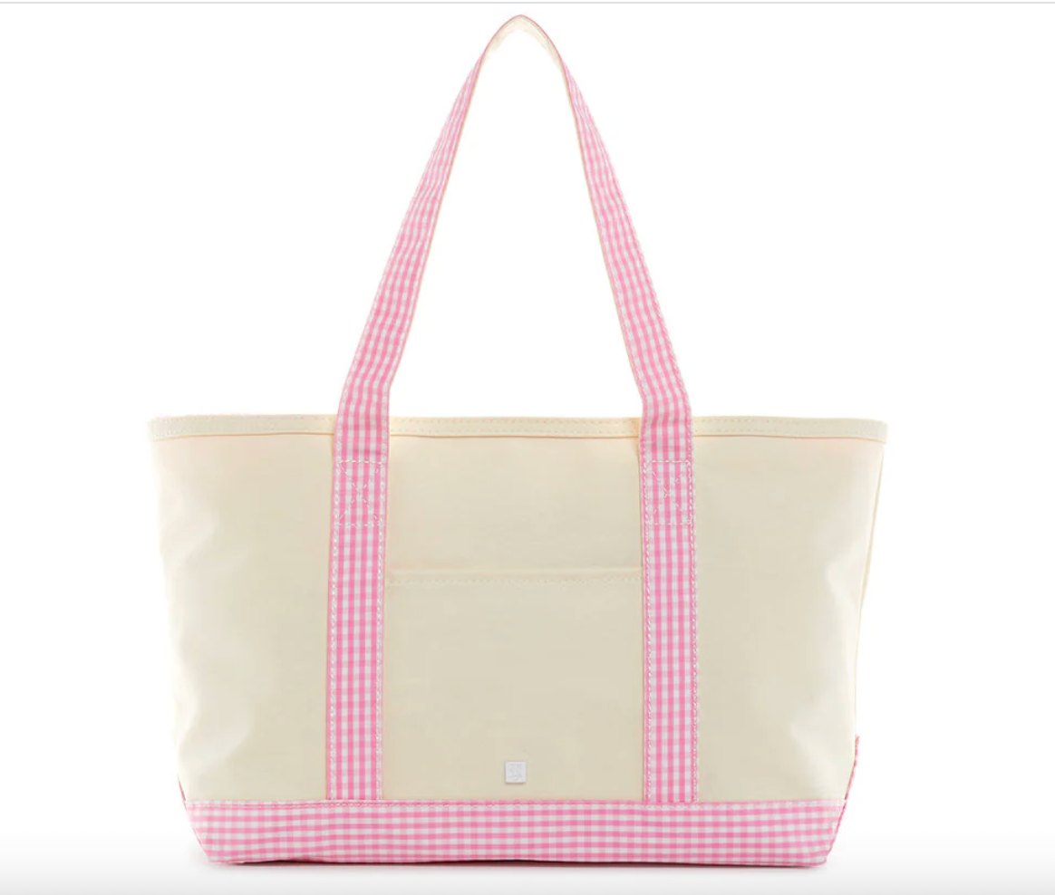 Maxi Tote- Coated Canvas Gingham Pink