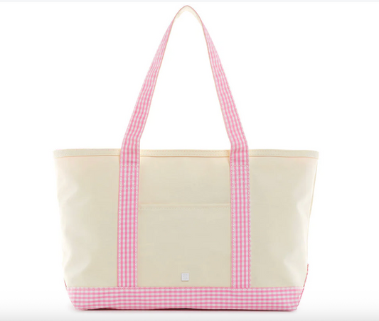 Maxi Tote- Coated Canvas Gingham Pink