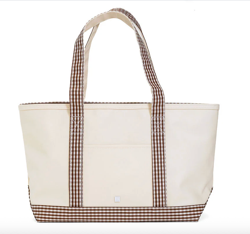Maxi Tote- Coated Canvas Gingham Coco