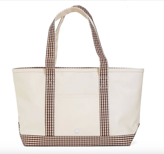Maxi Tote- Coated Canvas Gingham Coco