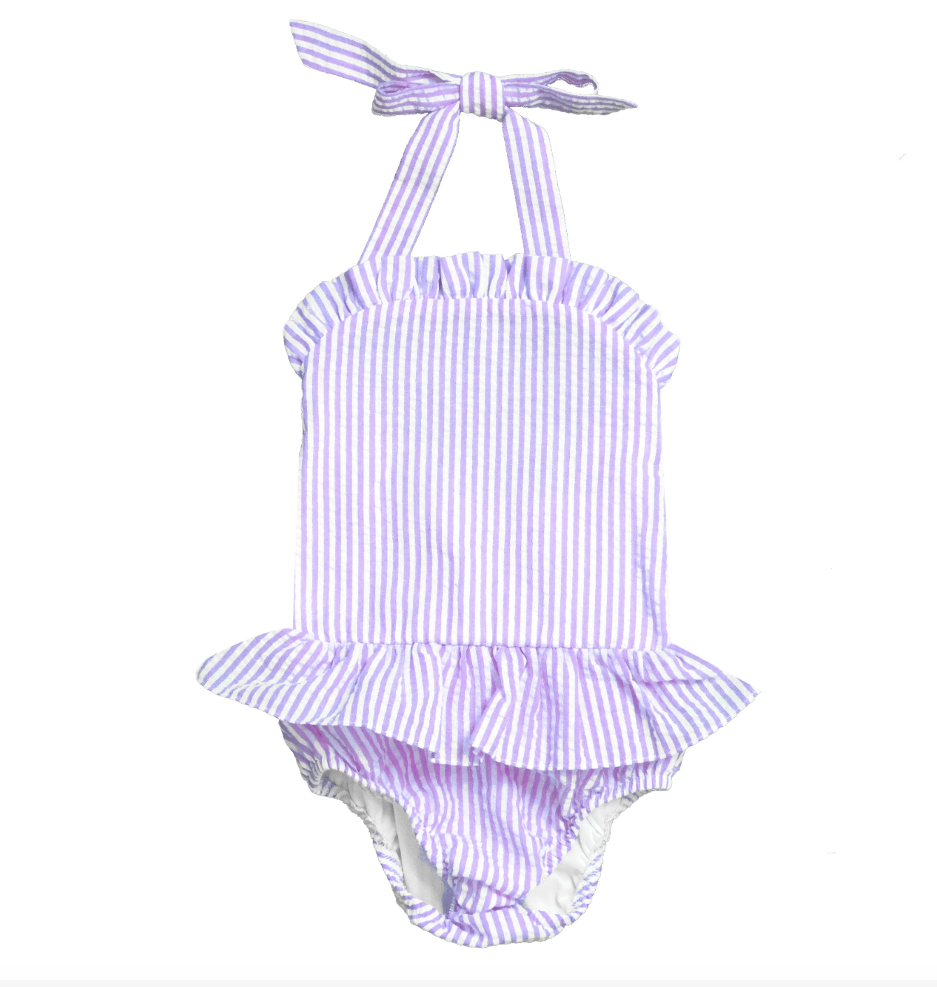 Seersucker one piece bathing suit