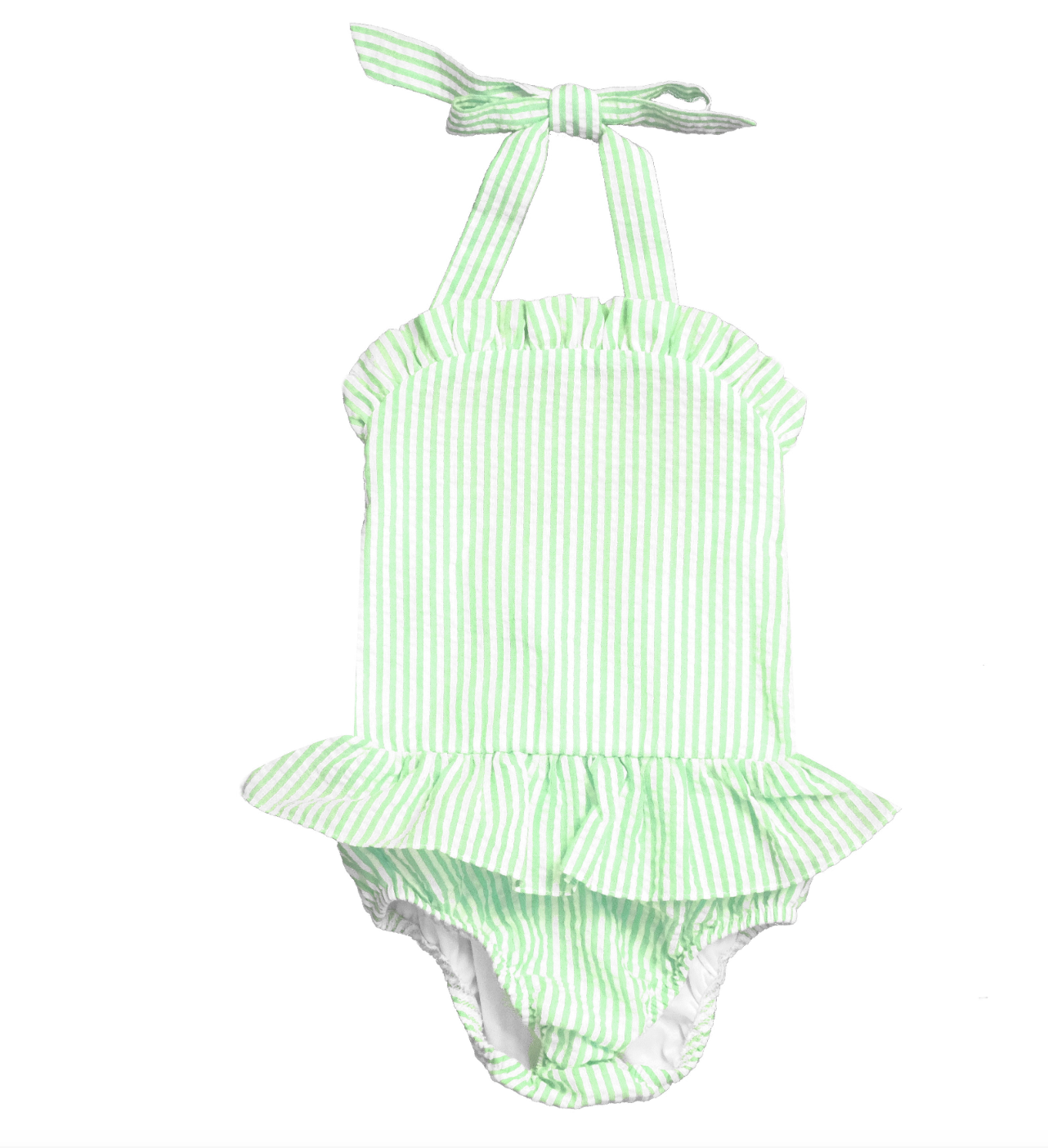 Seersucker one piece bathing suit