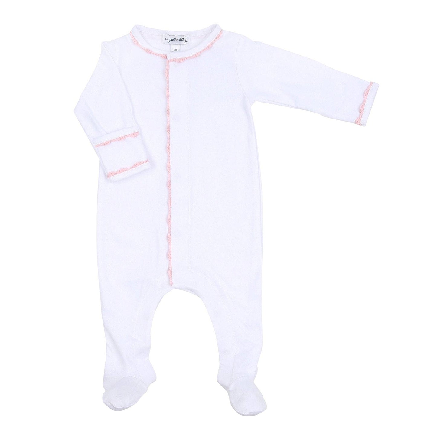 Baby Joy Footie with Pink Crochet Trim