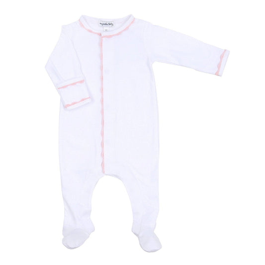Baby Joy Footie with Pink Crochet Trim
