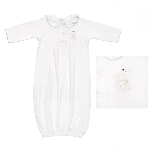 Baby Teddy Bear Cotton Knit Sack: Blue / 3-6M