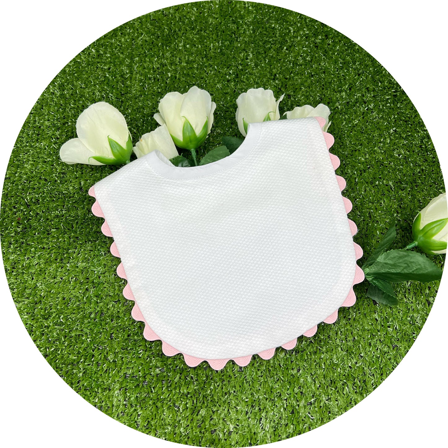 Pink Cotton Pique Baby Bib