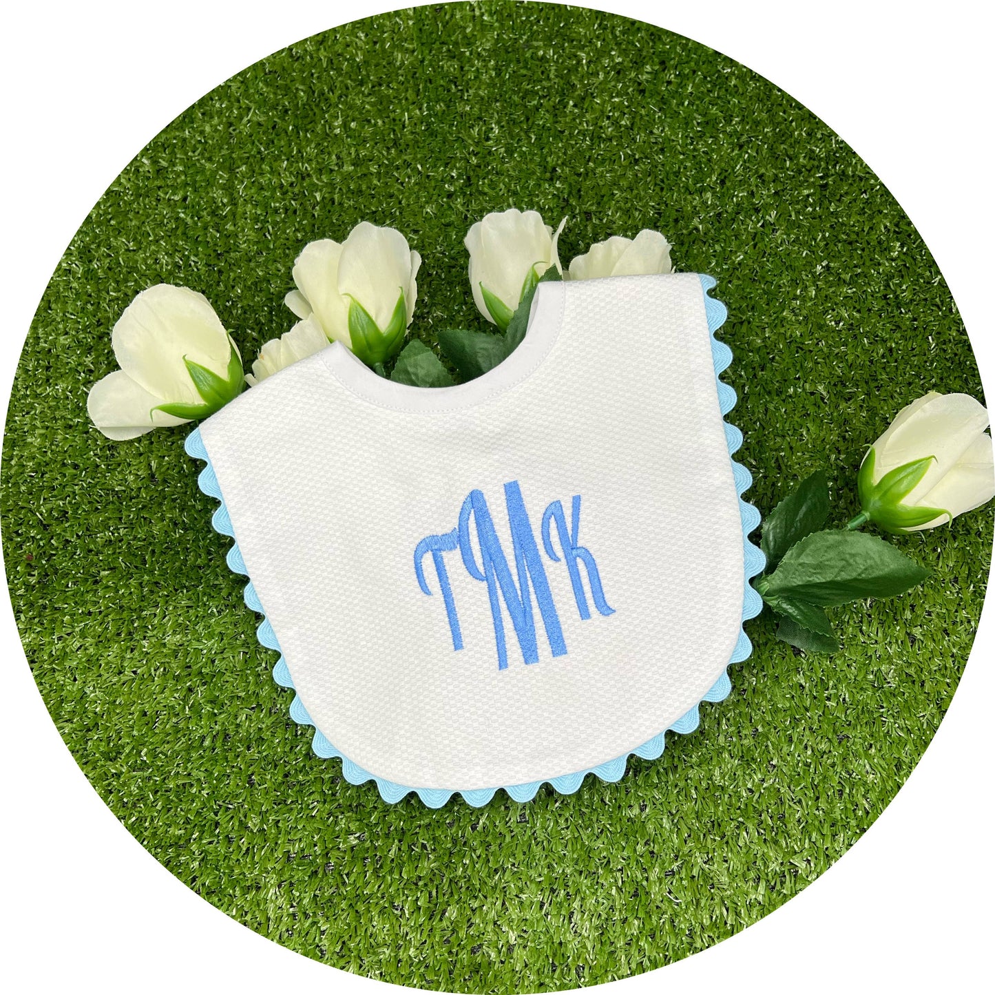 Light Blue Cotton Pique Baby Bib