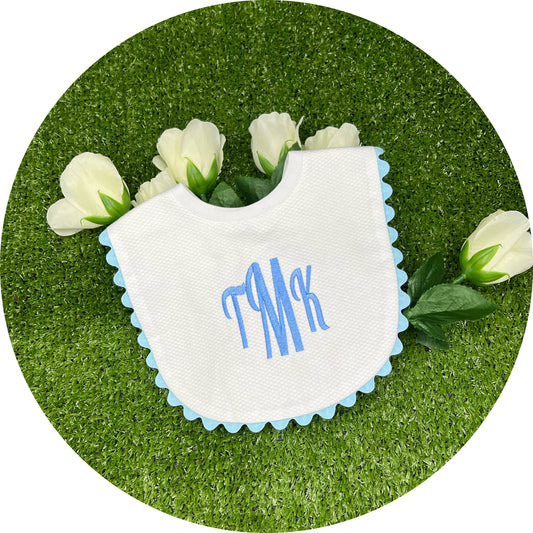 Light Blue Cotton Pique Baby Bib