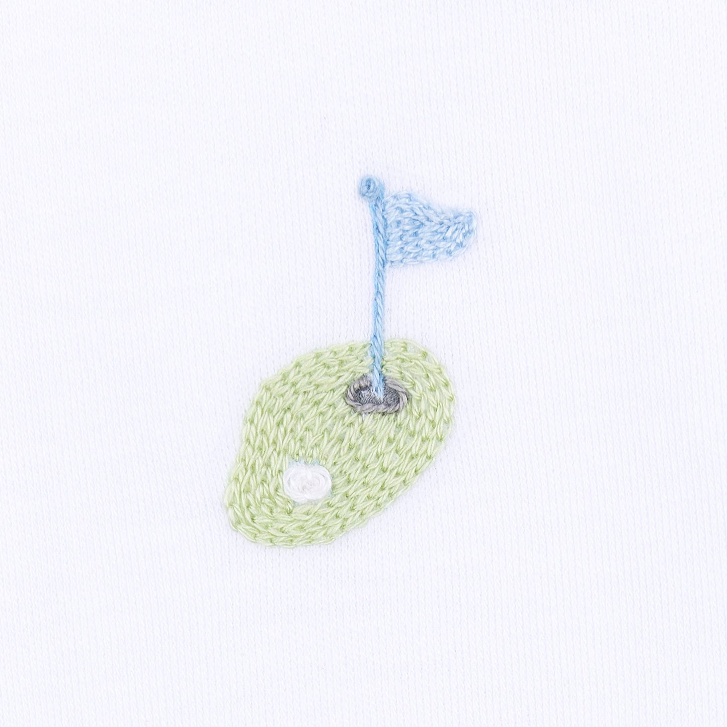 Tiny Tee Time Embroidered Footie - Light Blue